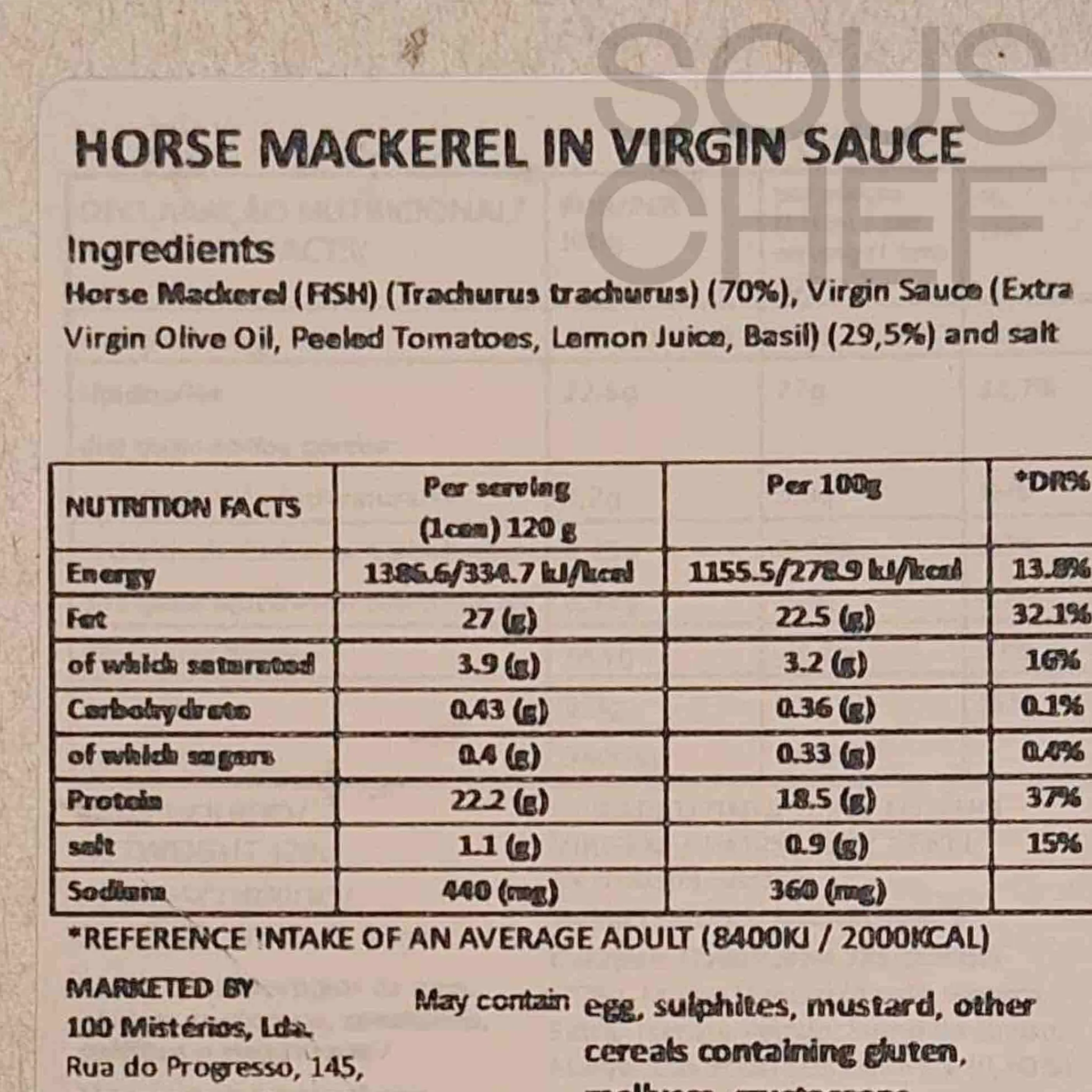 Online Horse Mackerel in Virgin Sauce, 120g Ingredients Brands|Tinned Fish & Seafood