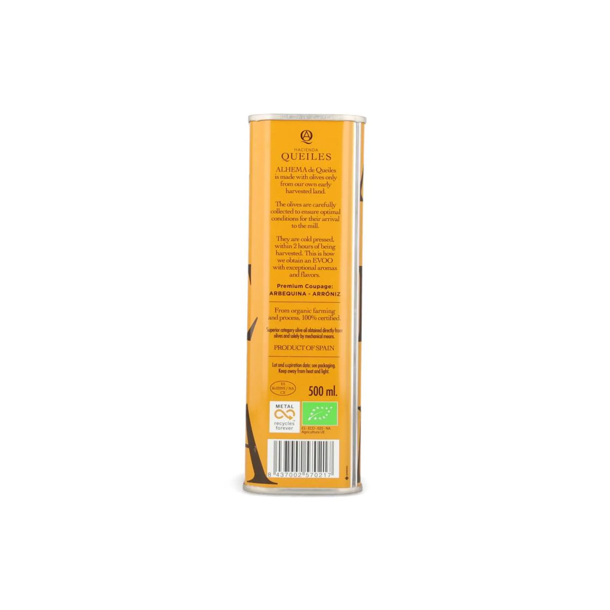 New Alhema de Queiles Organic Extra Virgin Olive Oil Spanish Ingredients|Oil, Vinegar & Dressings