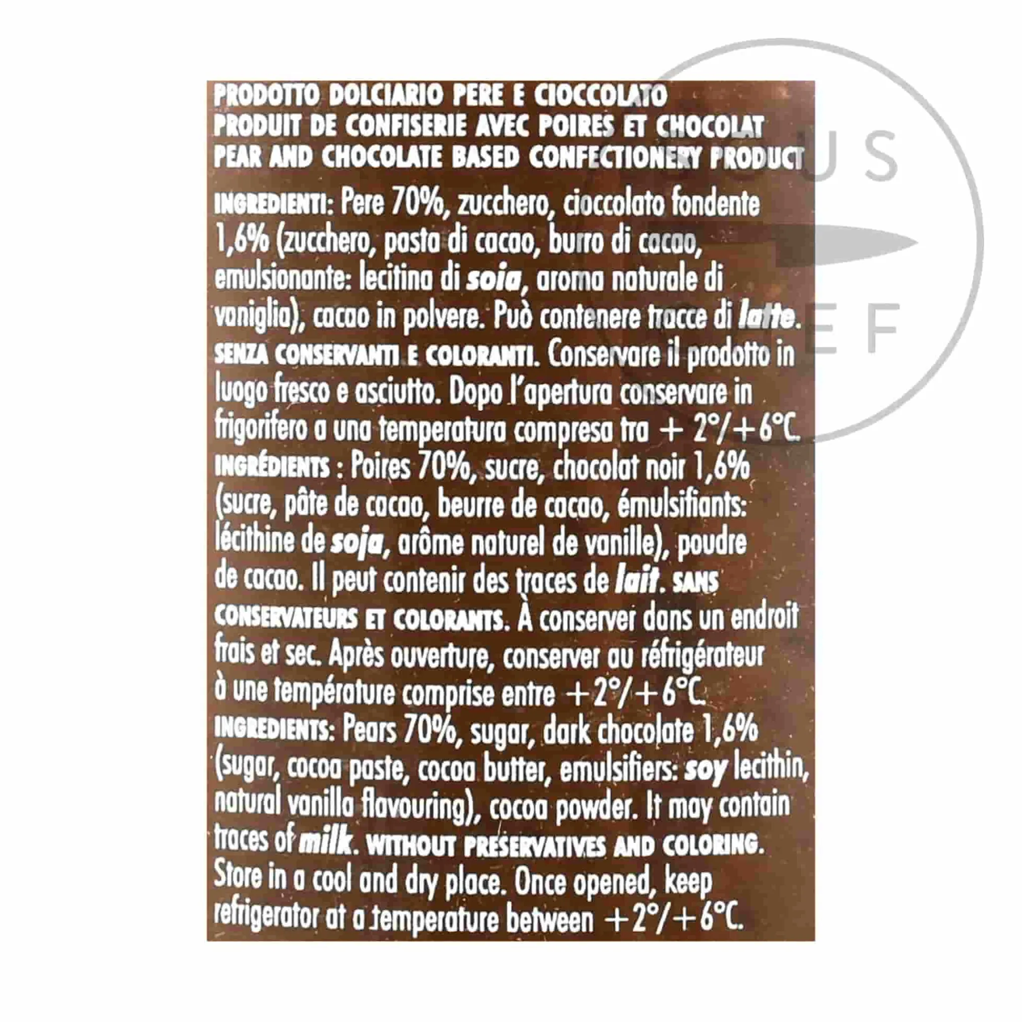Discount Pear And Chocolate Spread, 270g Ingredients Brands|Italian Ingredients