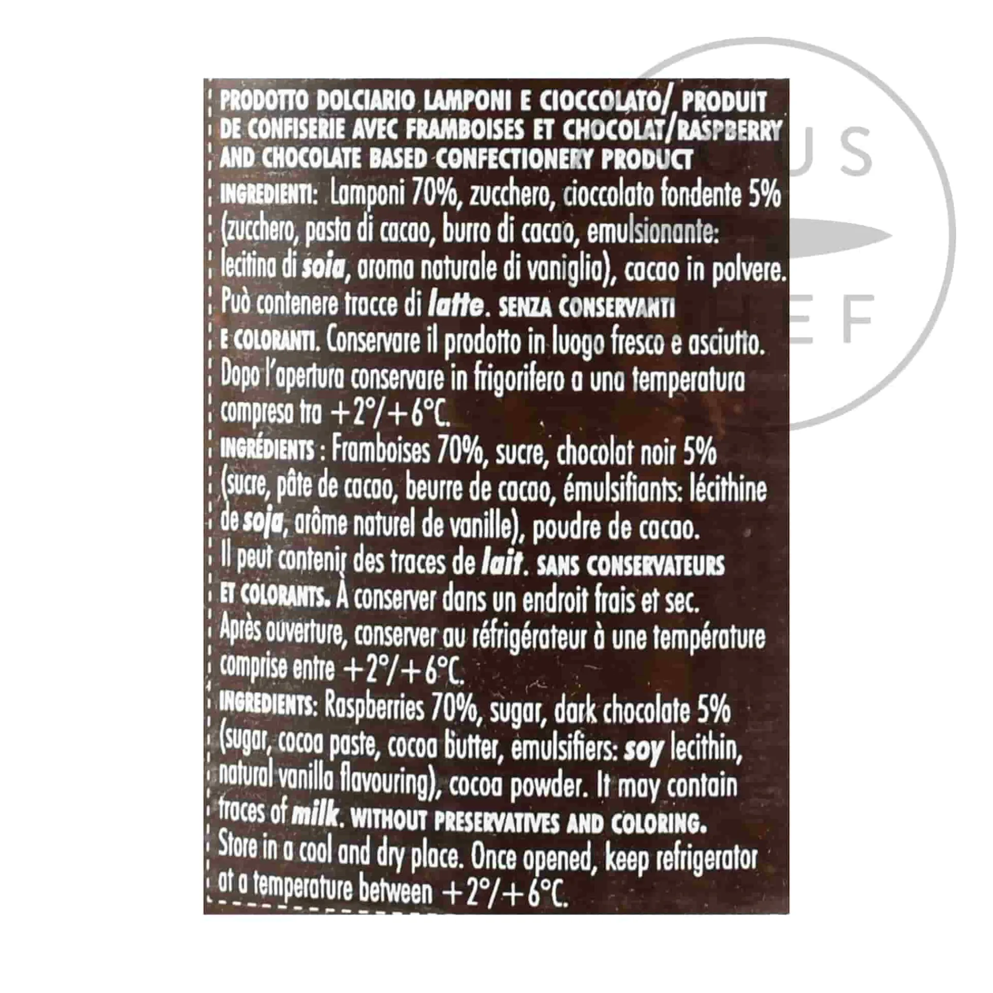 Discount Raspberry And Chocolate Spread, 270g Italian Ingredients|Jam, Honey & Spreads