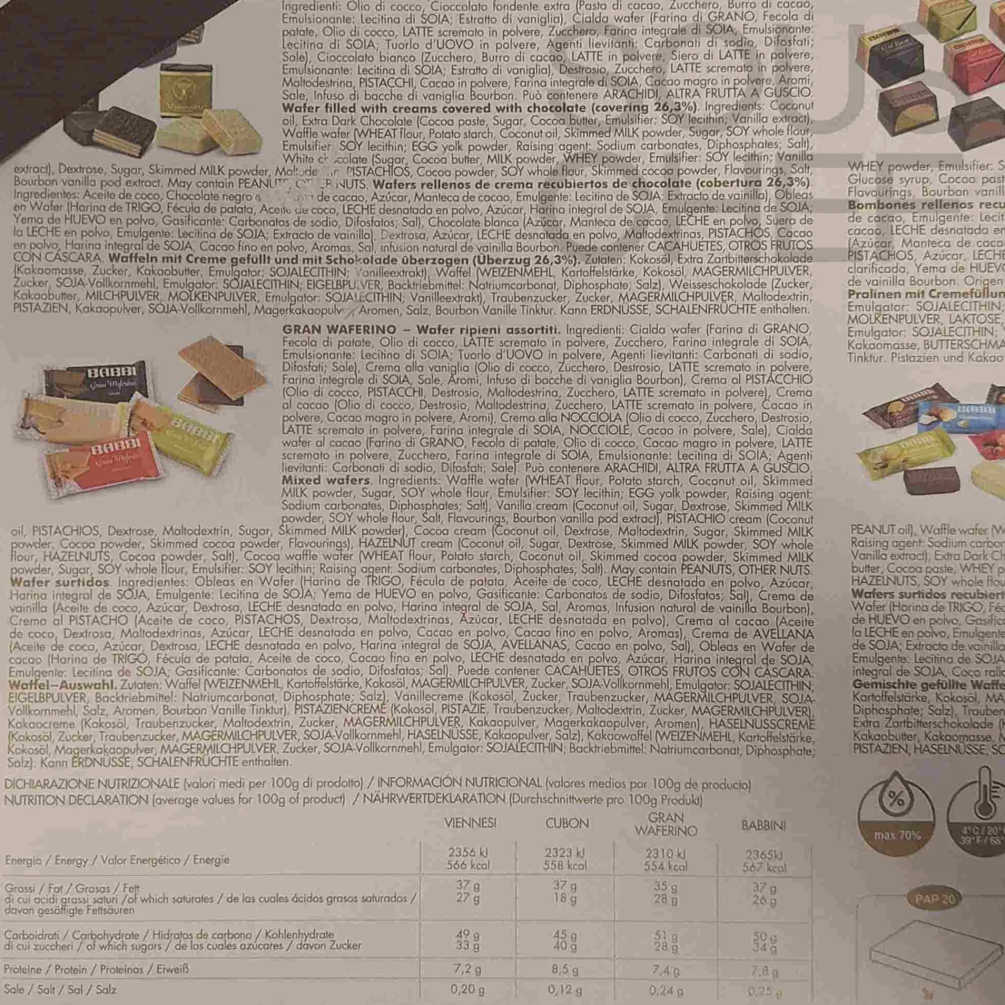 Hot Luxury Wafer & Chocolate Praline Selection, 458g Ingredients Brands|Italian Ingredients