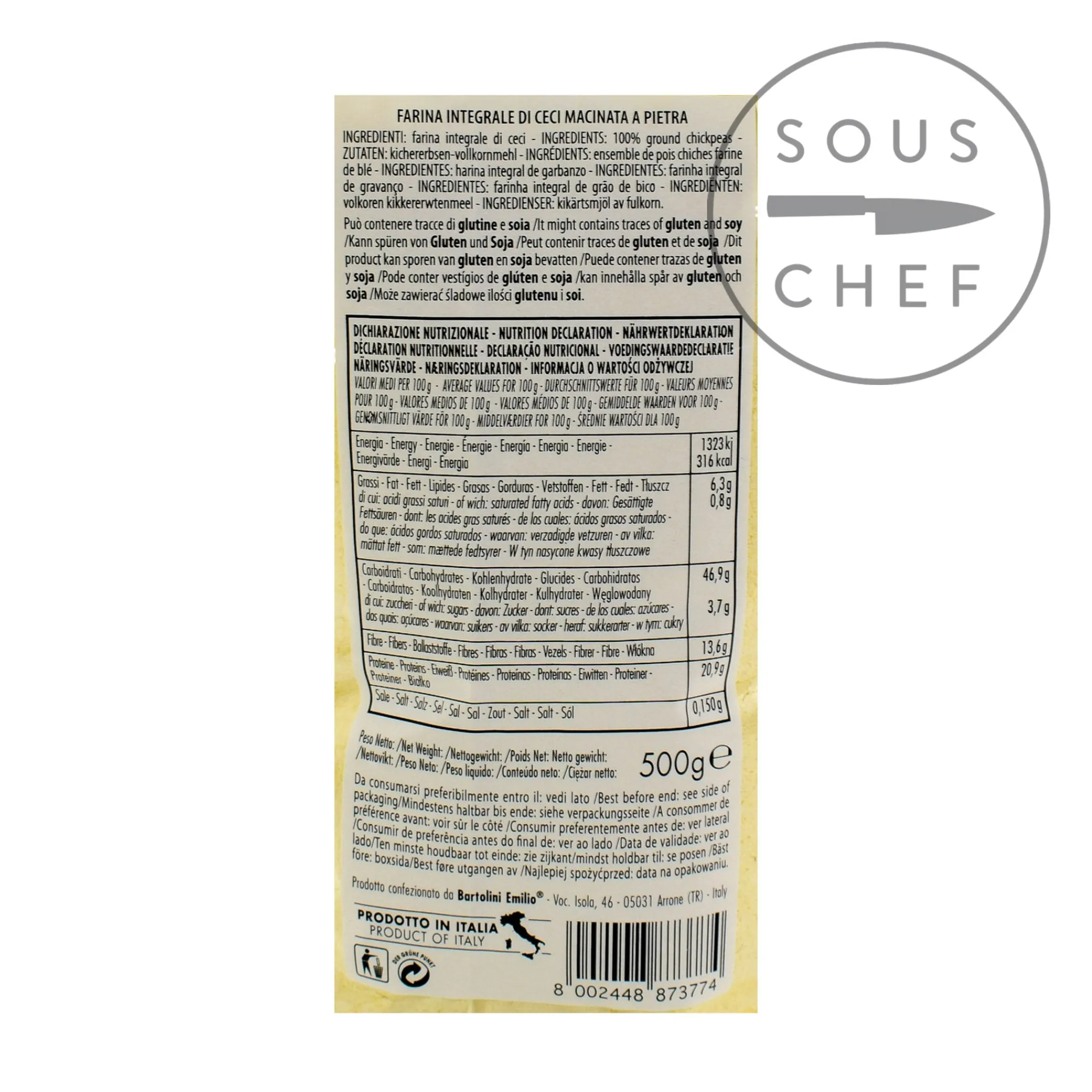 Discount Chickpea Flour, 500g Ingredients Brands|Italian Ingredients