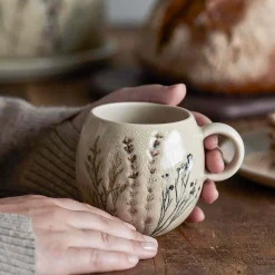 Hot Bea Floral Mug, Nature, 9.5cm Crockery & Dinnerware|Tableware Brands