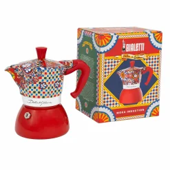 New x Dolce & Gabbana Red Moka Induction Coffee Maker, 4 Cup Italian Ingredients|Tableware Brands
