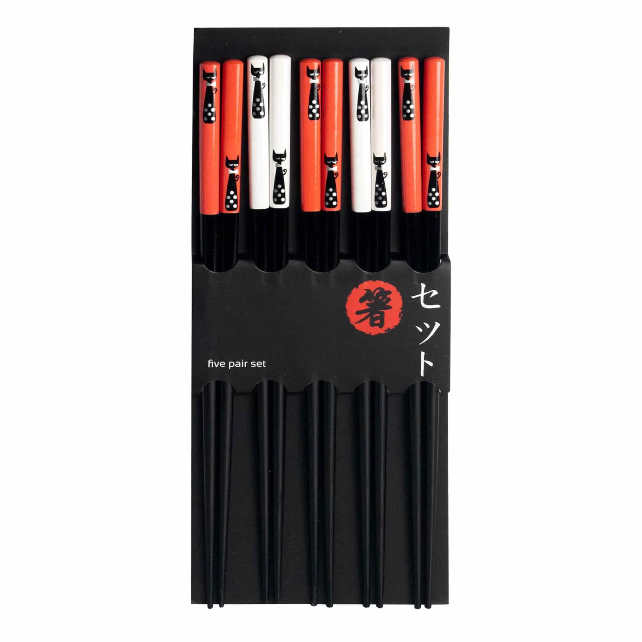 Black Cat Chopsticks Set, 5 Pairs Tableware Brands