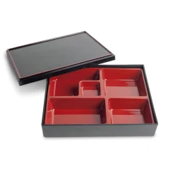 Black & Red Bento Box, 5 Compartments Tableware Brands|Japanese Ingredients