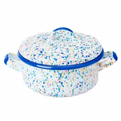 Hot Blue Dot Enamel Casserole with Lid, 18cm Pots & Pans