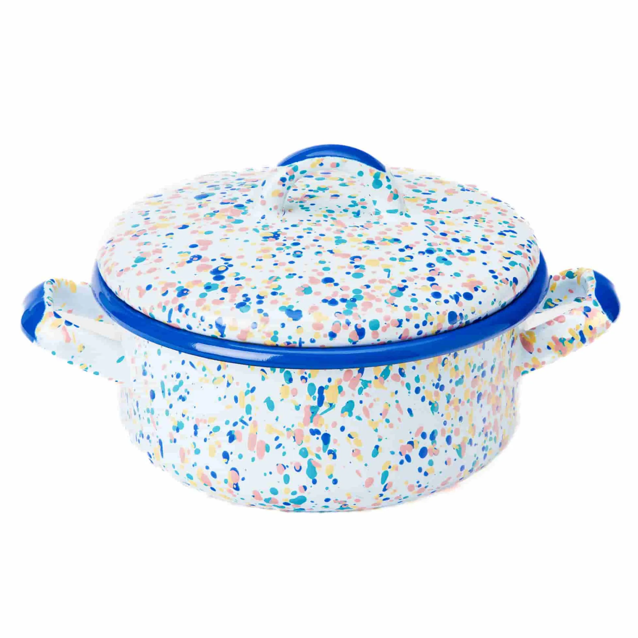 Hot Blue Dot Enamel Casserole with Lid, 18cm Pots & Pans