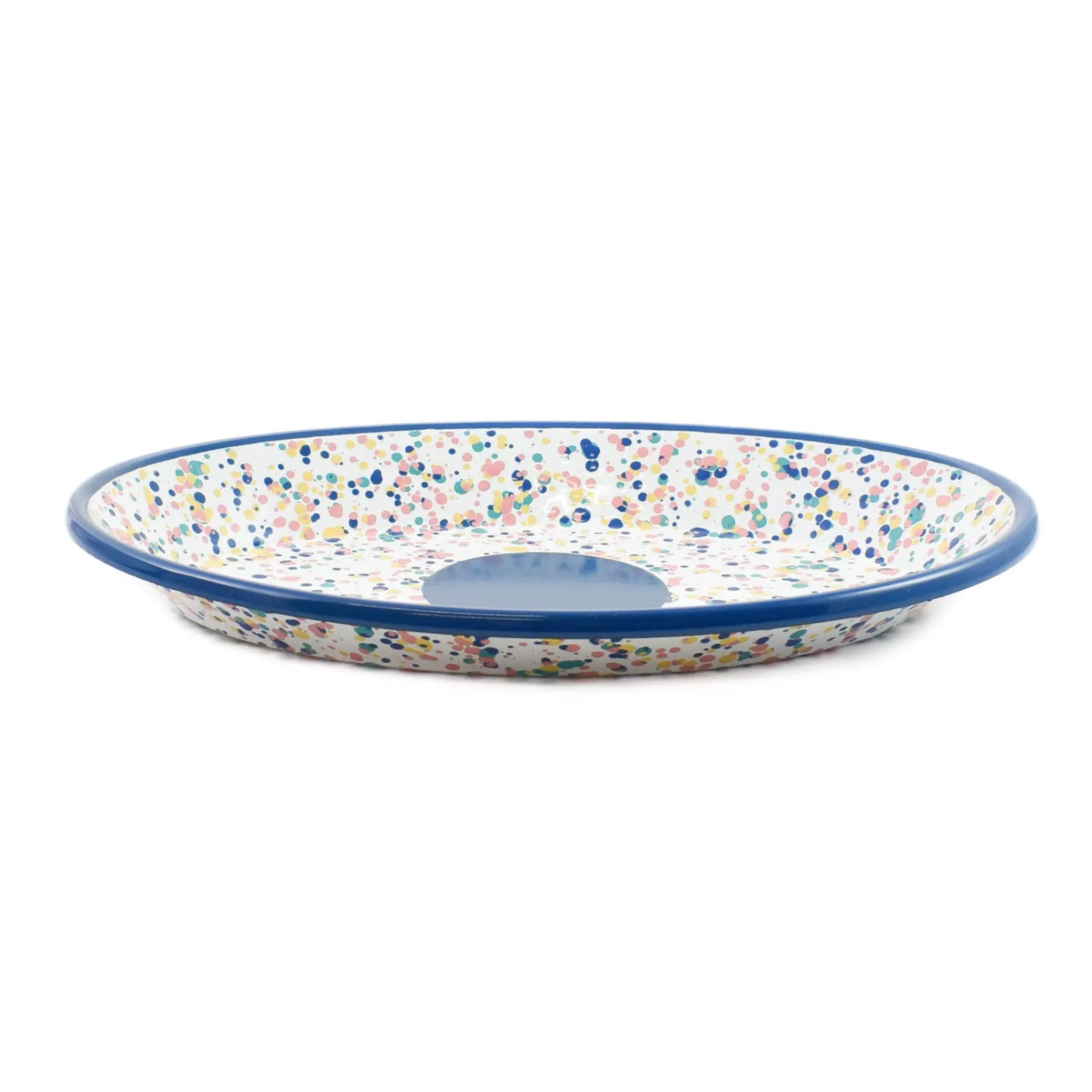 Outlet Blue Dot Enamel Oval Serving Tray, 31cm Tableware Brands