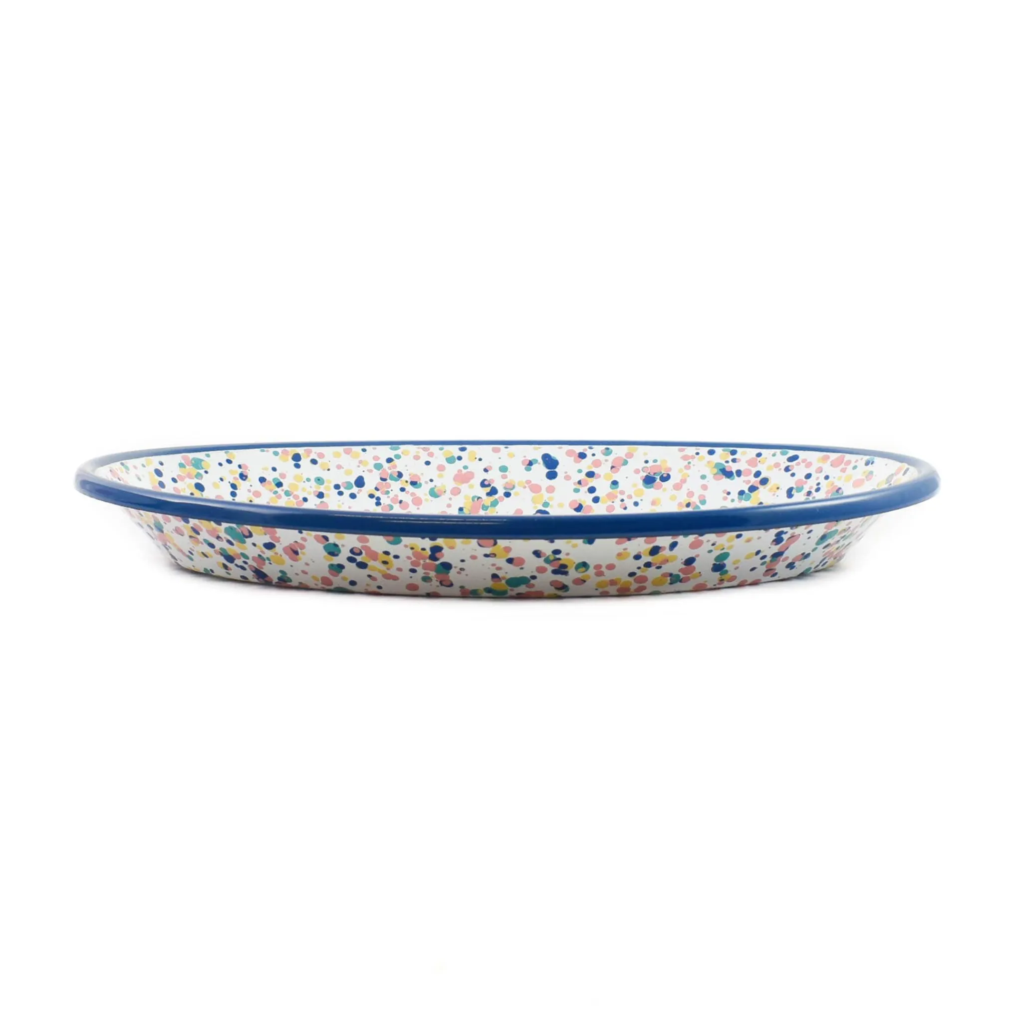 Outlet Blue Dot Enamel Oval Serving Tray, 31cm Tableware Brands
