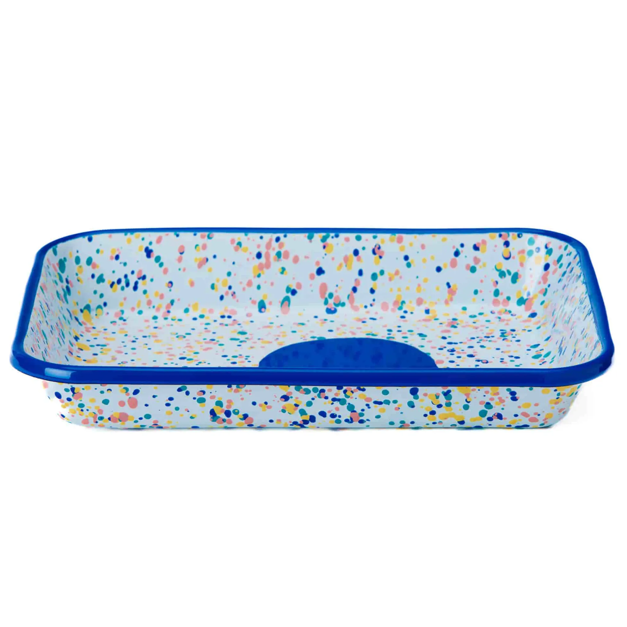 New Blue Dot Enamel Roasting & Serving Dish Baking Supplies & Equipment