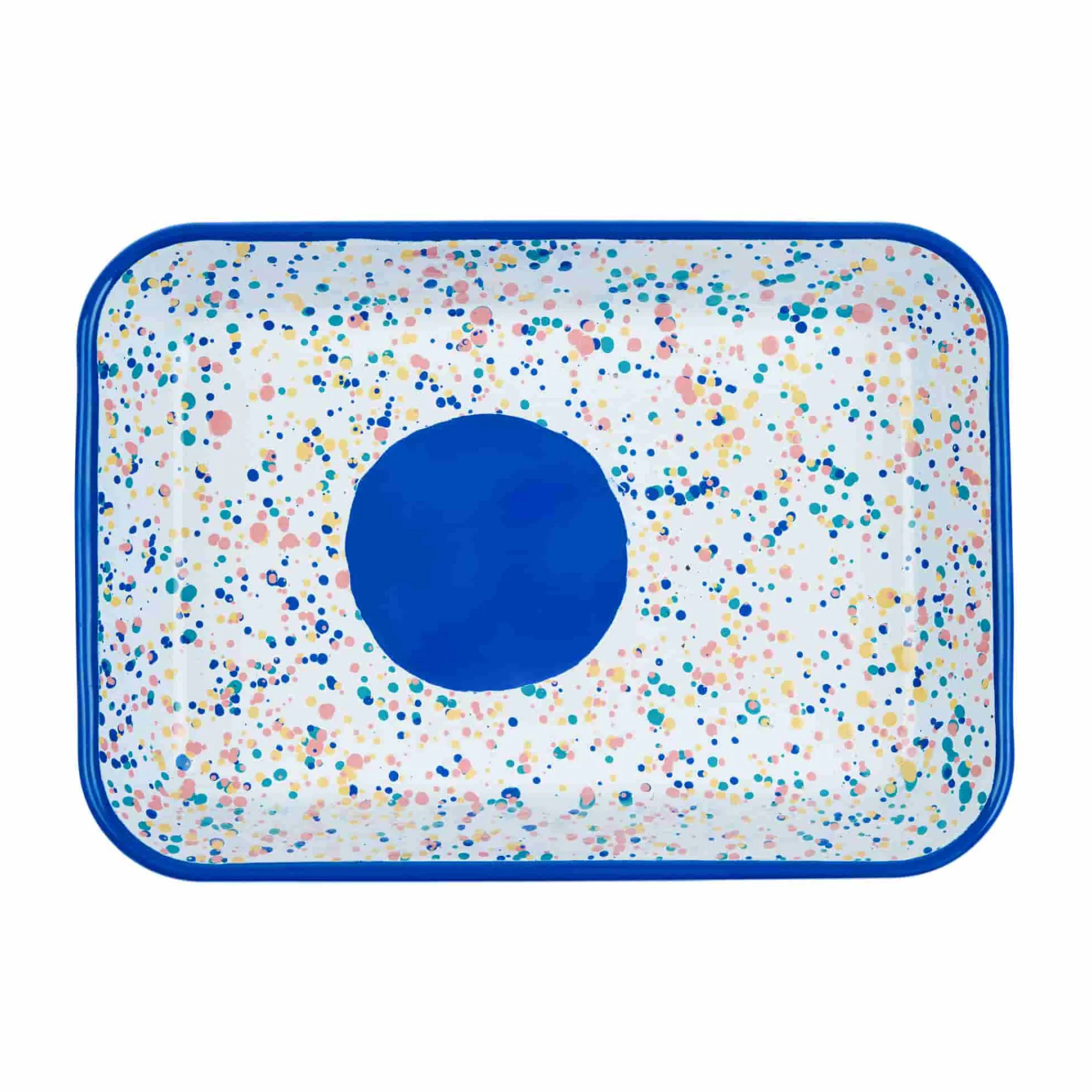 New Blue Dot Enamel Roasting & Serving Dish Baking Supplies & Equipment