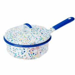 Discount Blue Dot Enamel Saute Pan with Lid, 16cm Pots & Pans