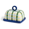 Clearance Blue Plaid Butter Dish Tableware Brands
