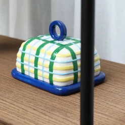 Clearance Blue Plaid Butter Dish Tableware Brands