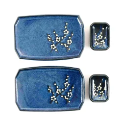 Online Blue Sakura Sushi Serving Set Tableware Brands|Japanese Ingredients
