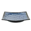 Blue Wave Large Square Plate, 23.5cm Japanese Ingredients|Plates