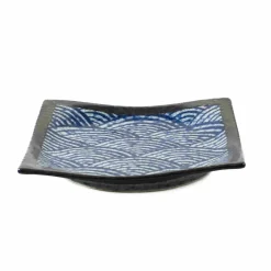New Blue Wave Medium Square Plate, 17.5cm Japanese Ingredients|Plates