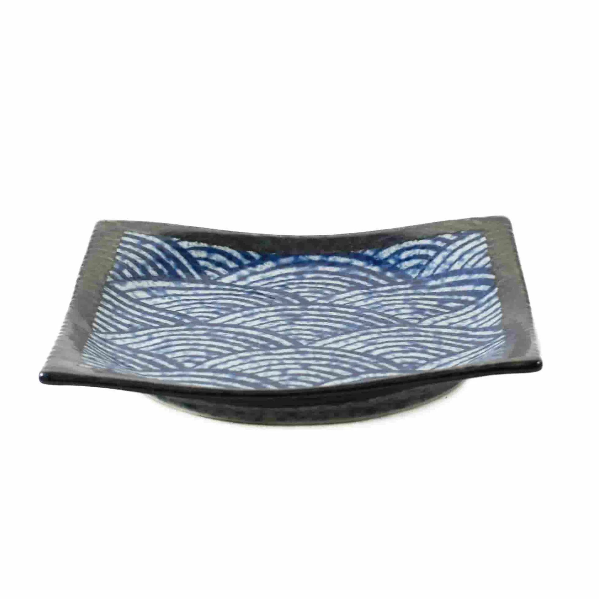 New Blue Wave Medium Square Plate, 17.5cm Japanese Ingredients|Plates