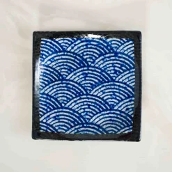 New Blue Wave Medium Square Plate, 17.5cm Japanese Ingredients|Plates