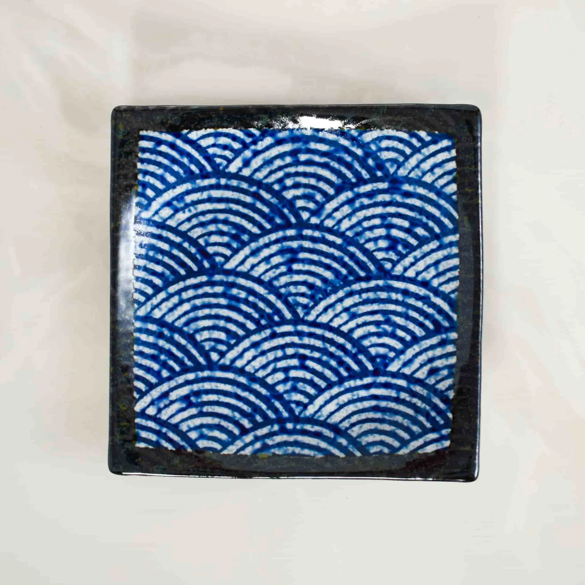 New Blue Wave Medium Square Plate, 17.5cm Japanese Ingredients|Plates