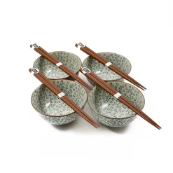Blue & White Flower Rice Bowl Set With Chopsticks Tableware Brands|Japanese Ingredients