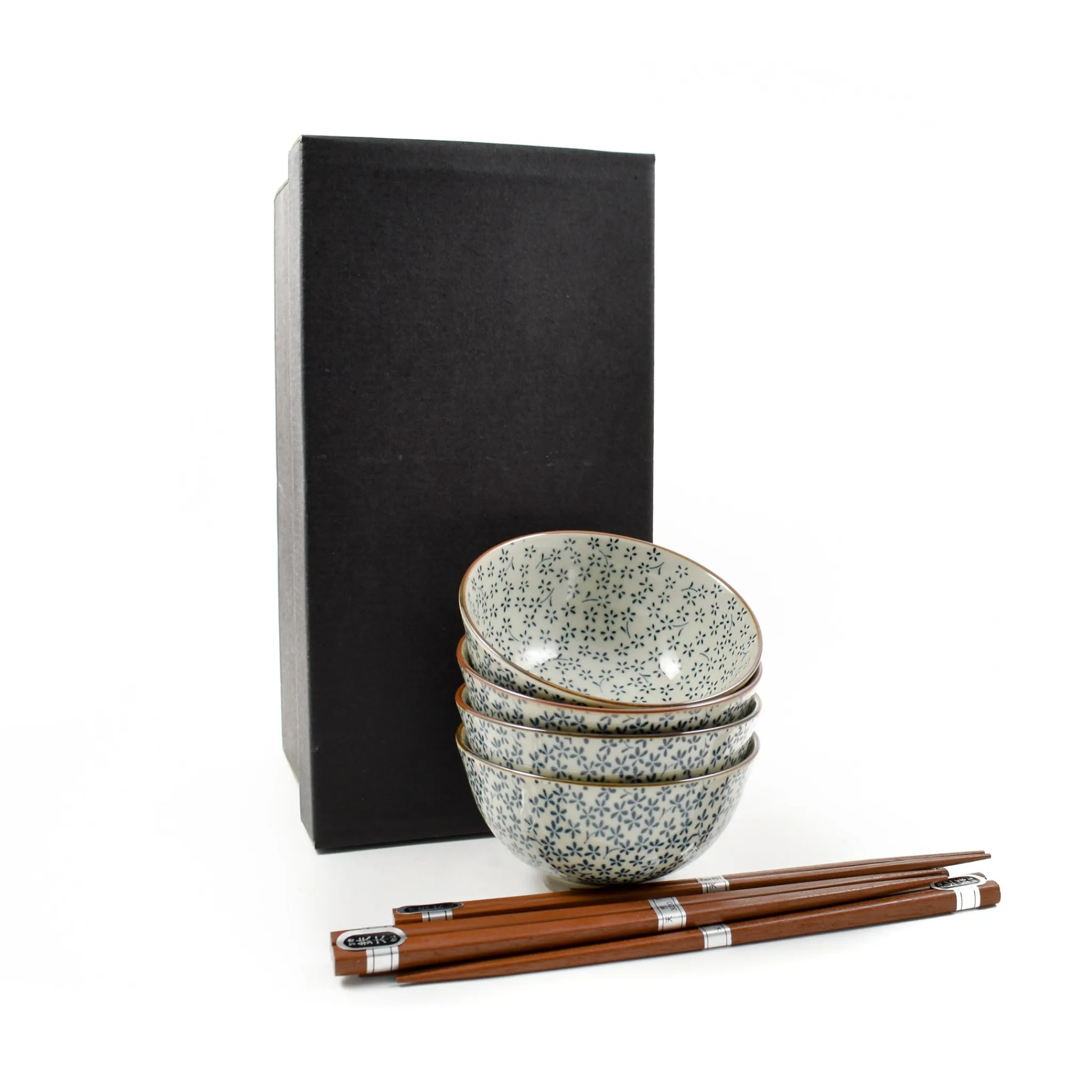 Blue & White Flower Rice Bowl Set With Chopsticks Tableware Brands|Japanese Ingredients