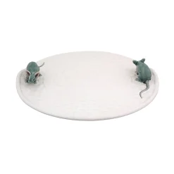 Outlet White Earthenware Cheese Tray with Mouse Table Setting|Serveware