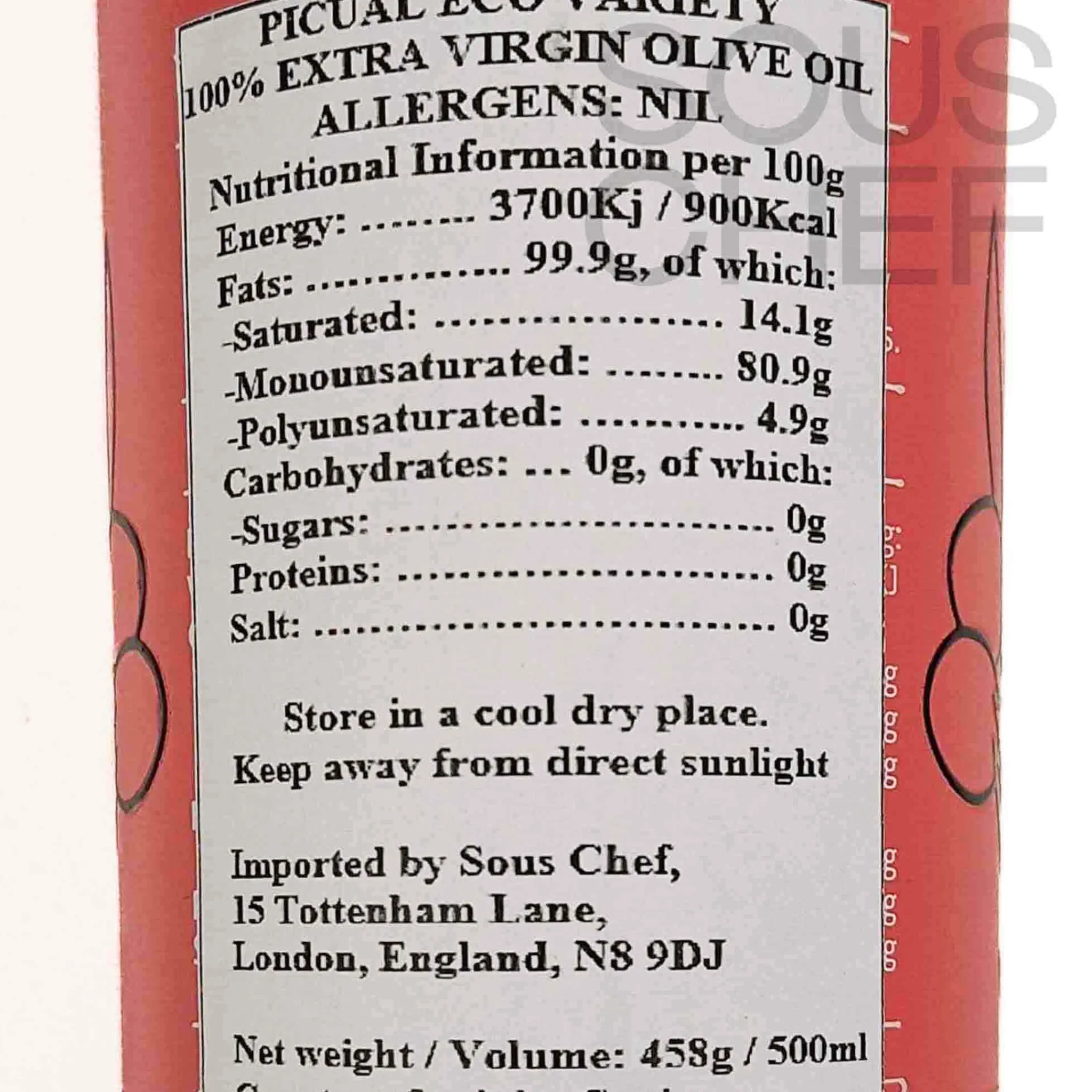 Online Picual Organic Extra Virgin Olive Oil, 500ml Ingredients Brands|Spanish Ingredients