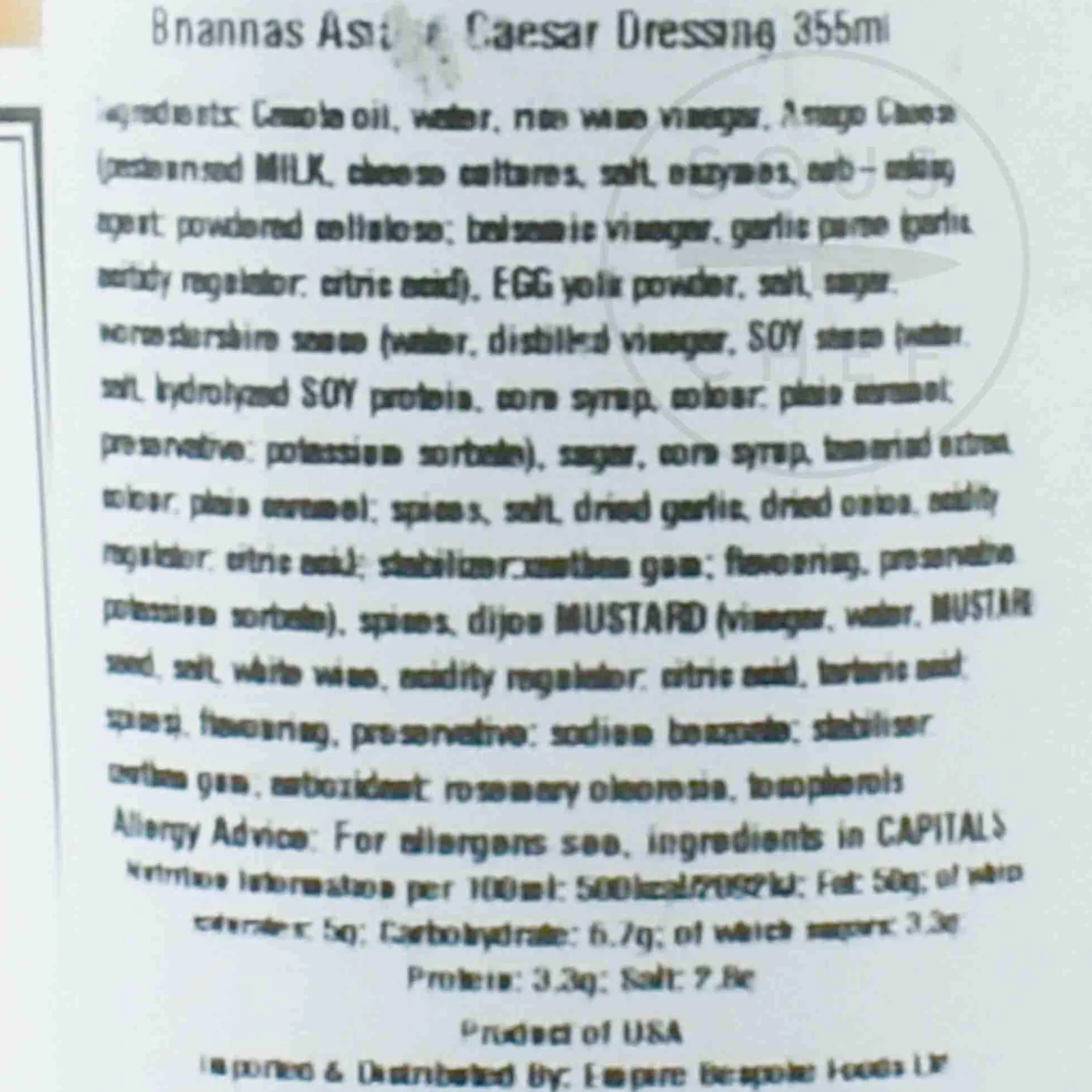 Clearance Asiago Caesar Dressing, 355ml Ingredients Brands|American Ingredients