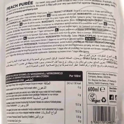 New Peach Puree, 600ml Ingredients Brands|Drinks