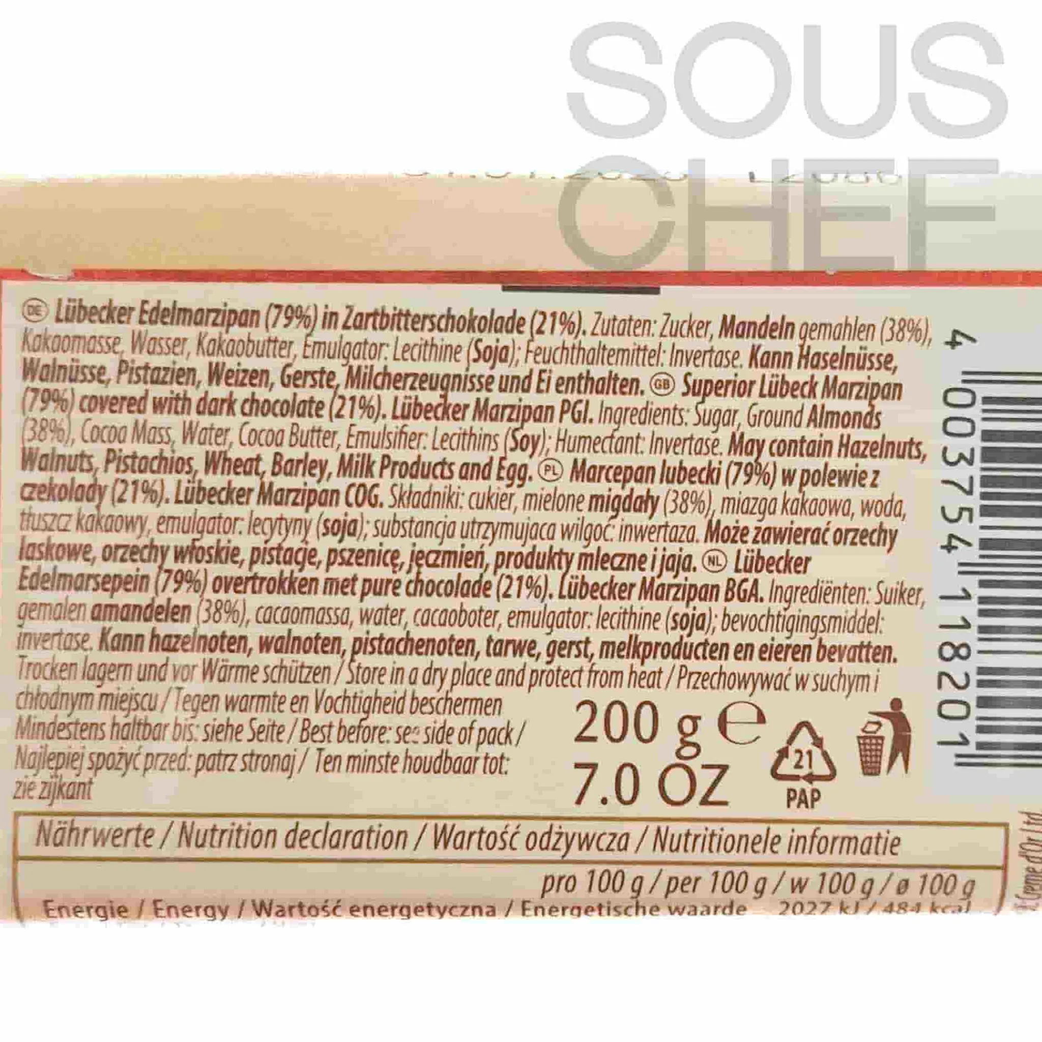 Discount Plain Chocolate Covered Marzipan Bar - High Almond Content, 200g Ingredients Brands|Chocolate & Sweets