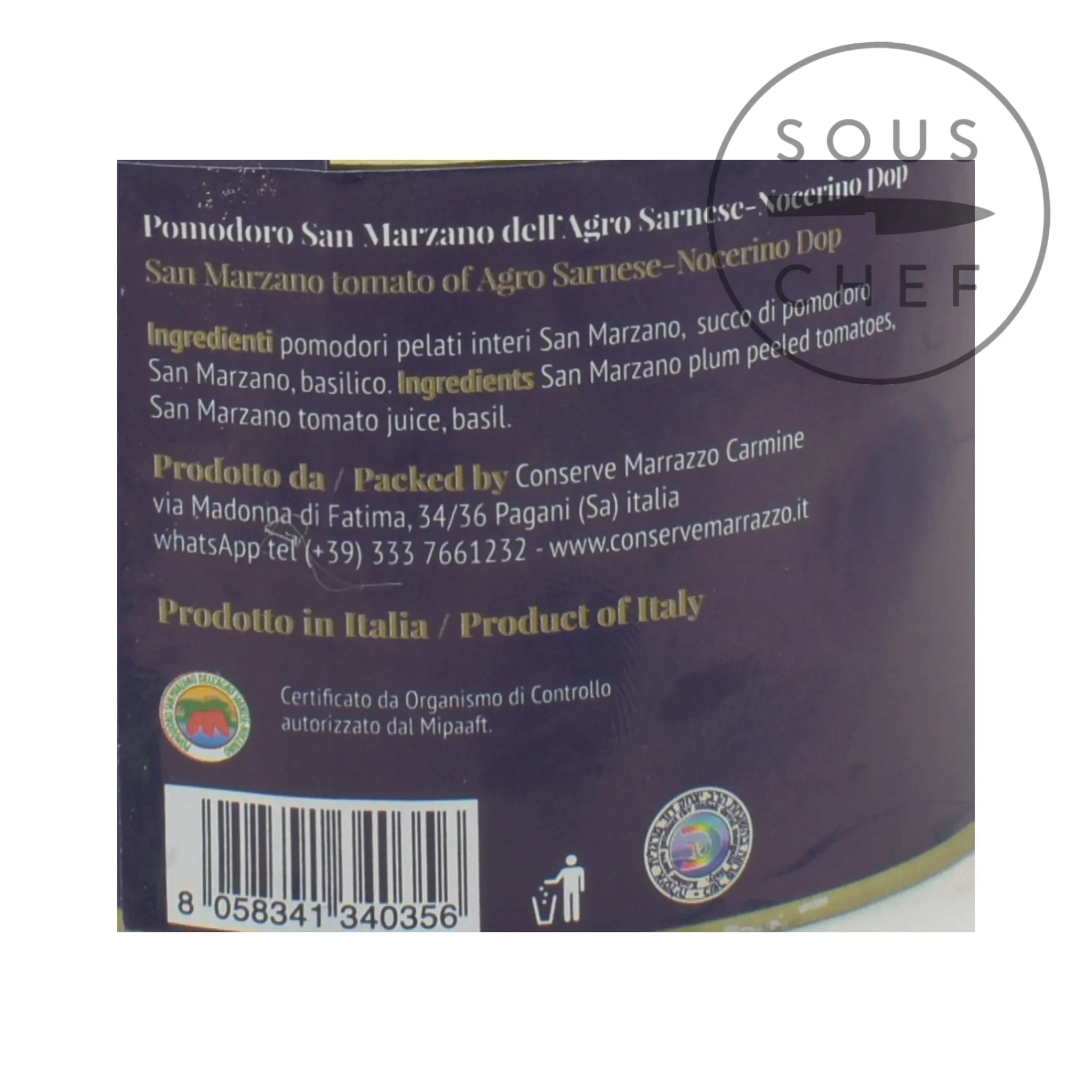 Outlet DOP San Marzano Peeled Tomatoes with Basil, 420g Italian Ingredients|Vegetables