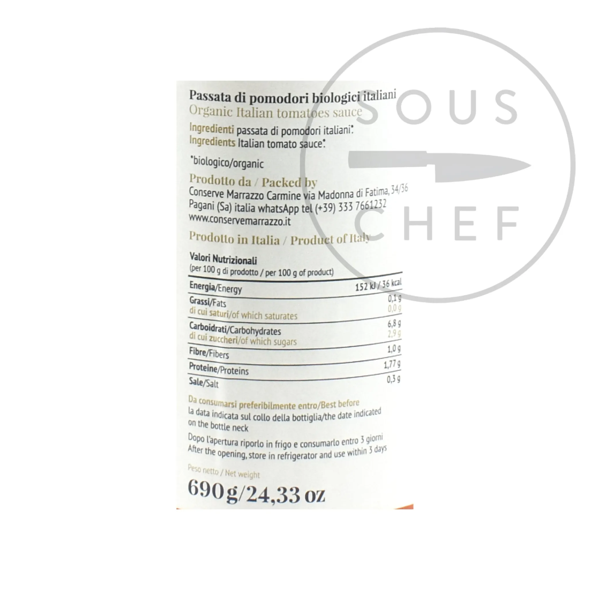 Discount Organic Tomato Passata, 690ml Italian Ingredients|Vegetables