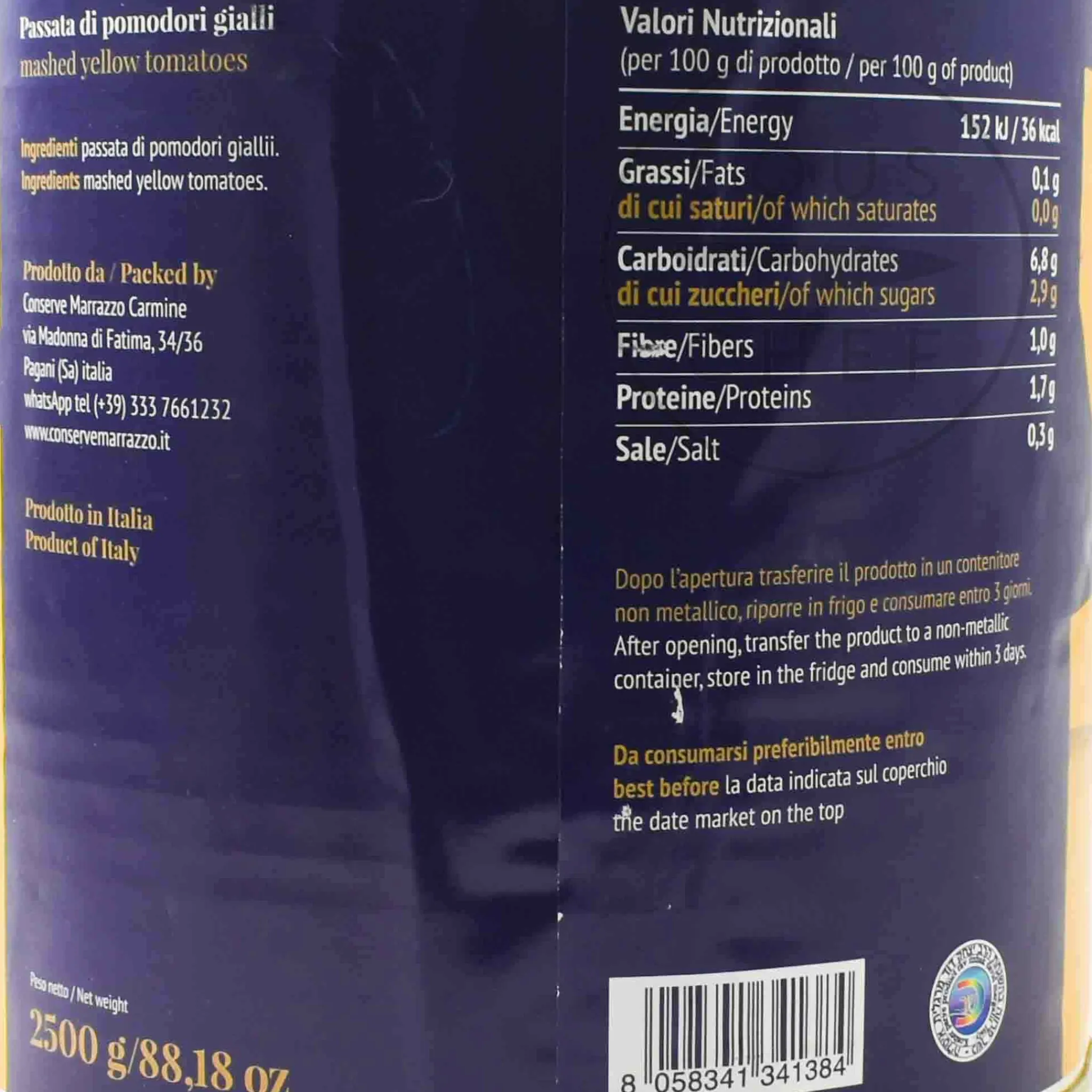 Sale Yellow Tomato Puree, 3kg Ingredients Brands|Italian Ingredients