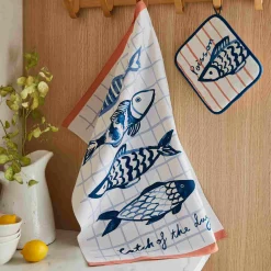 Clearance Catch of the Day Fish Tea Towel Kitchen Textiles & Clothing