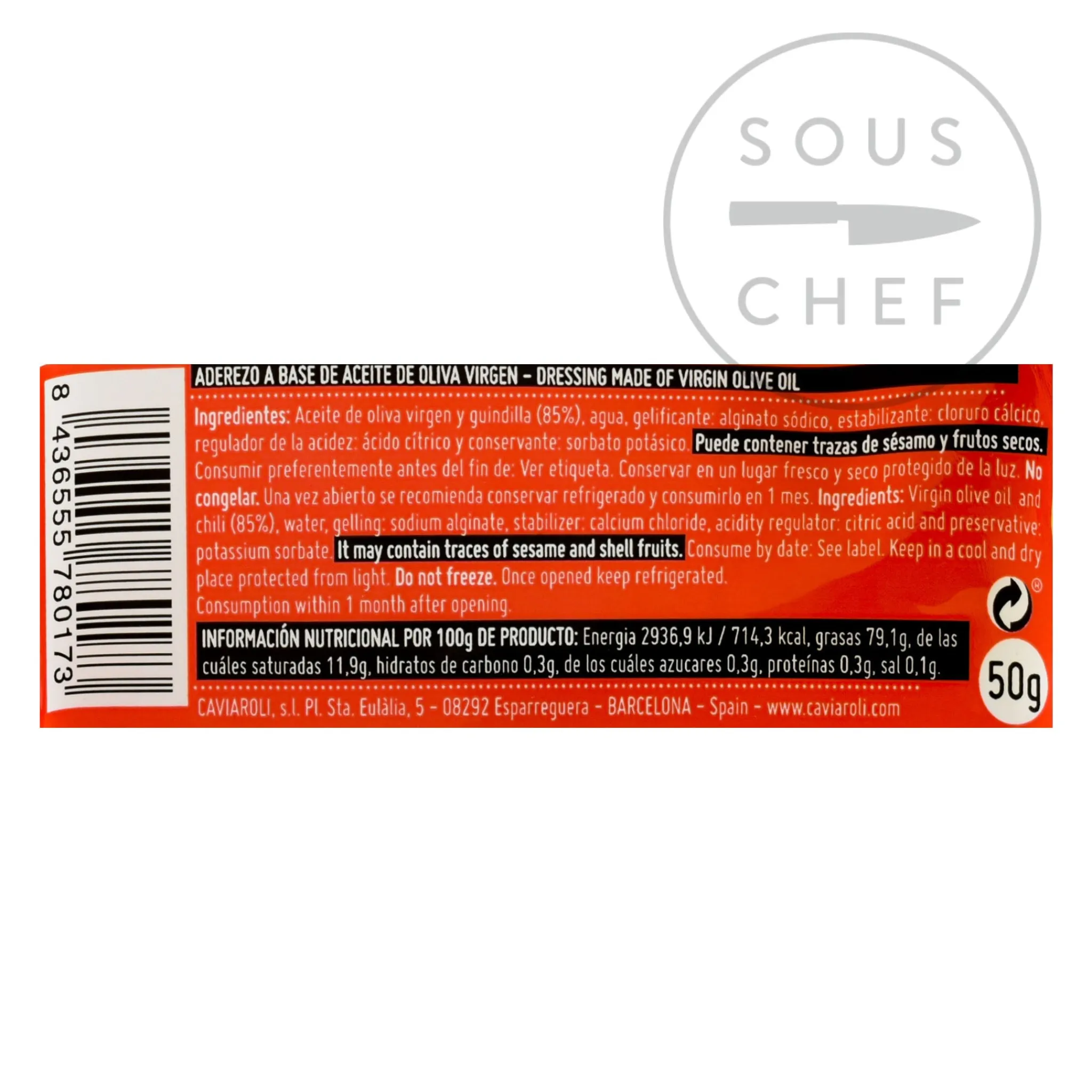 Hot Chilli Oil Pearls, 50g Ingredients Brands|Spanish Ingredients