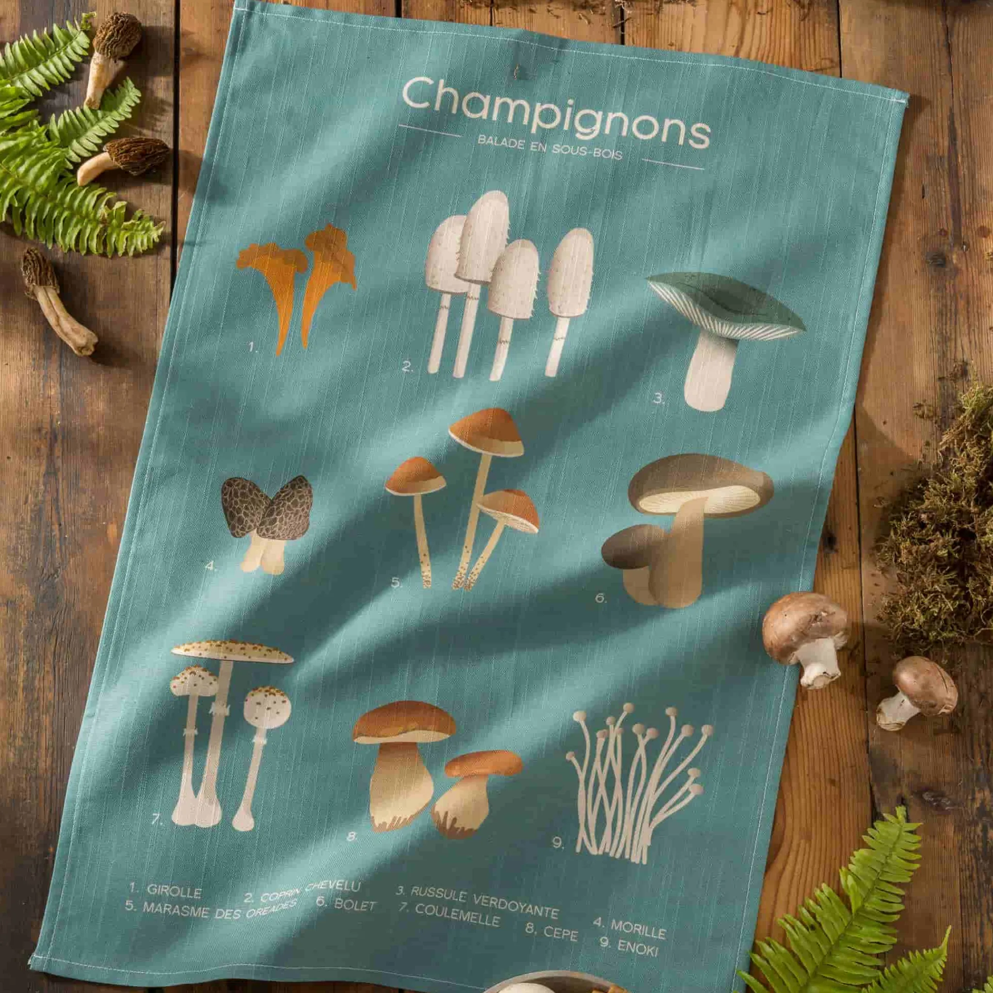 Sale Champignons French Tea Towel Kitchen Textiles & Clothing