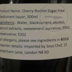 Sale Cherry Rocher Sugar Free Blackcurrant Liqueur, 500ml Ingredients Brands|French Ingredients
