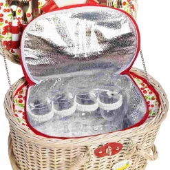 Discount Cheverny Cherry Print Picnic Basket, 4 Person Tableware Brands|Picnicware