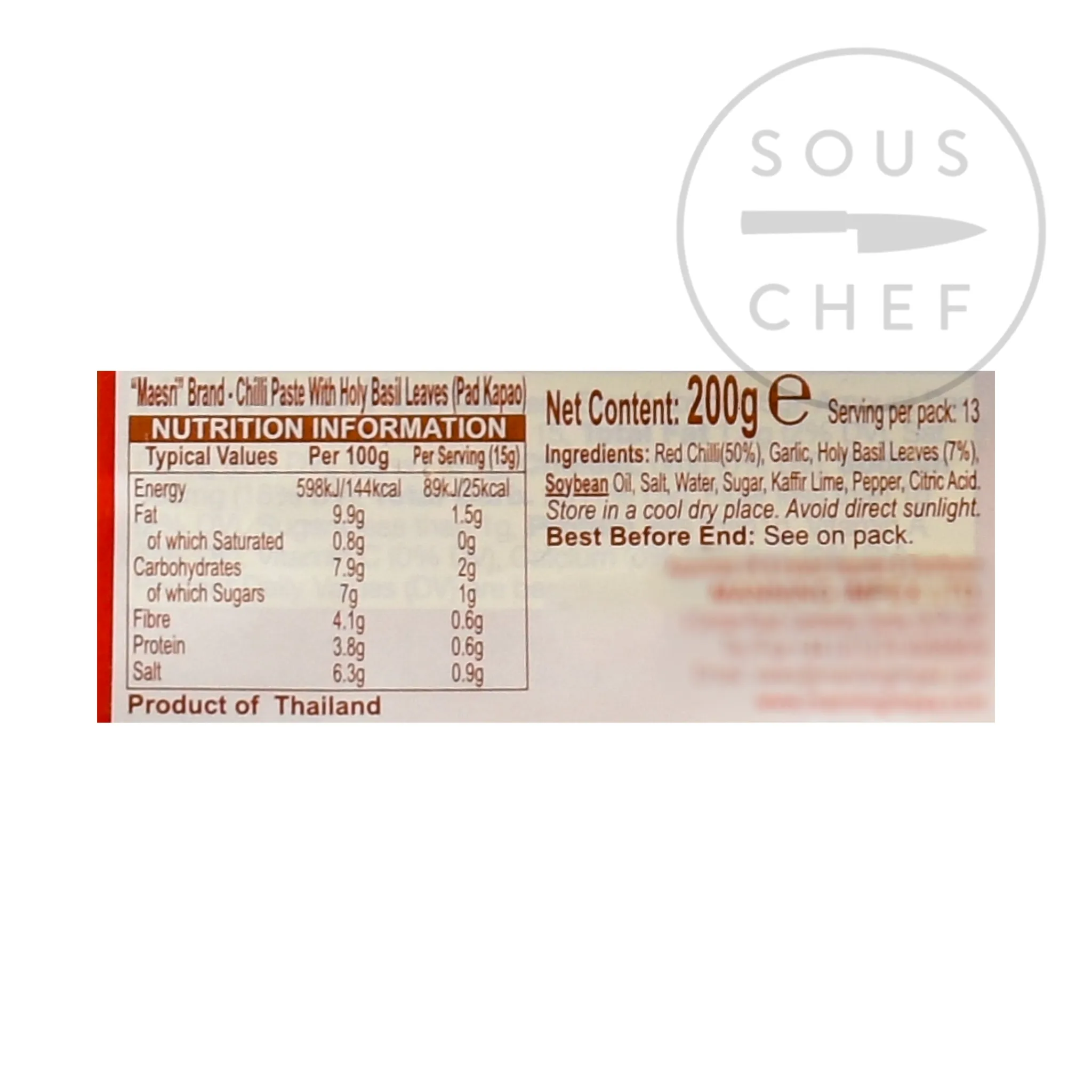 Sale Chilli Paste With Holy Basil, 200g Ingredients Brands|Southeast Asian Ingredients