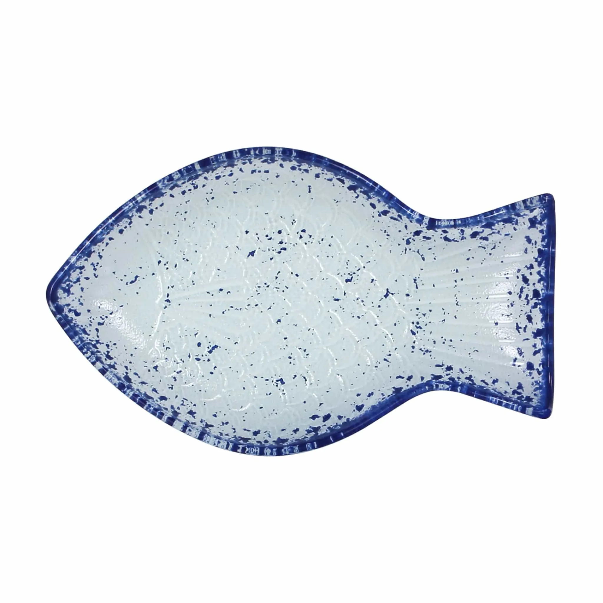 Clearance Cobalt Blue Rim Glass Fish Serving Dish, 20x12.5cm Tableware Brands