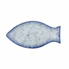 Outlet Cobalt Blue Rim Glass Fish Serving Platter, 31x16cm Tableware Brands