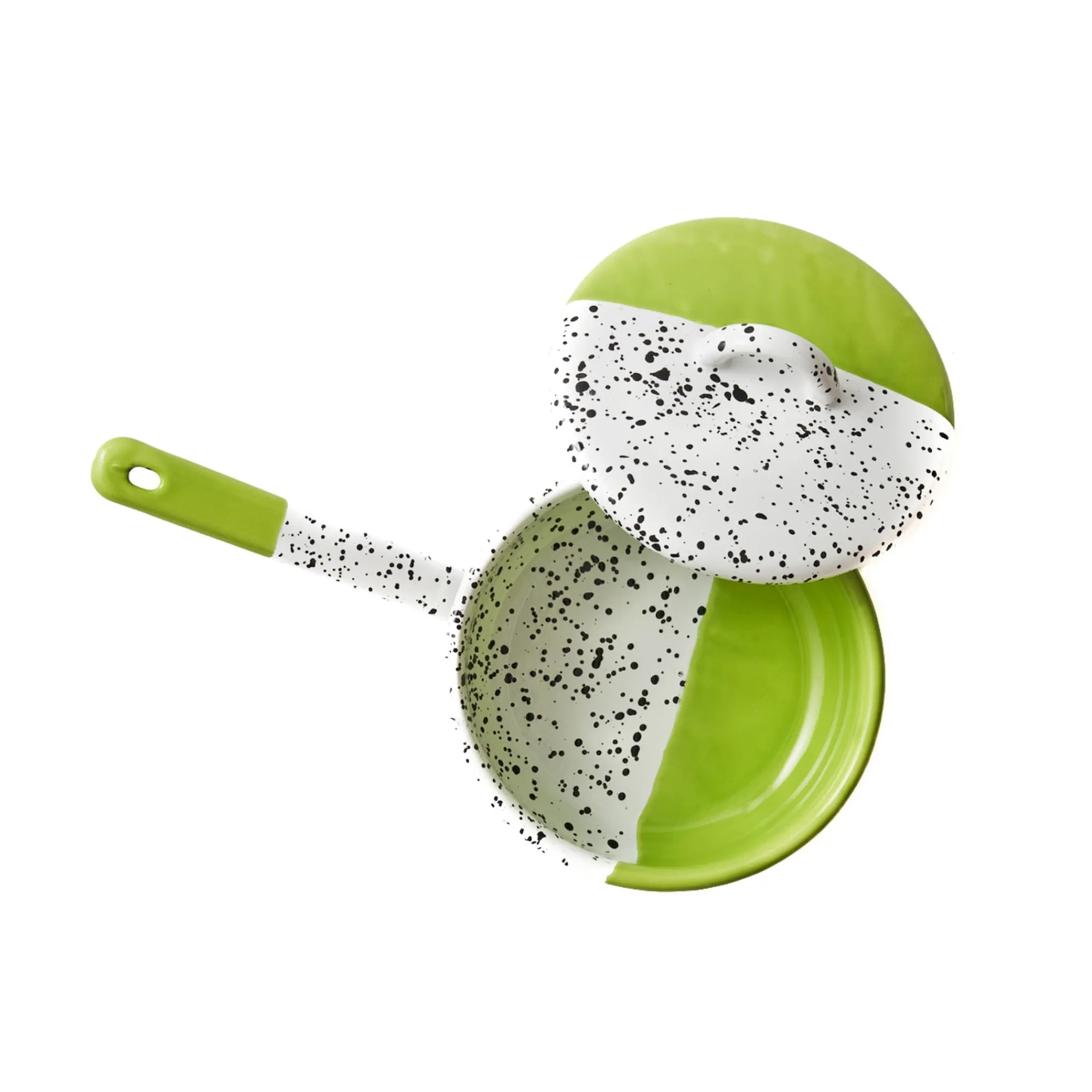 Hot Colourpop Enamel Saute Pan with Lid, Lime Green, 16cm dia Pots & Pans