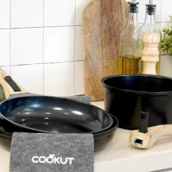 Outlet Lightweight Non-Stick 3 Piece Cookware Set with Detachable Handles, Black, BPA-Free Pots & Pans
