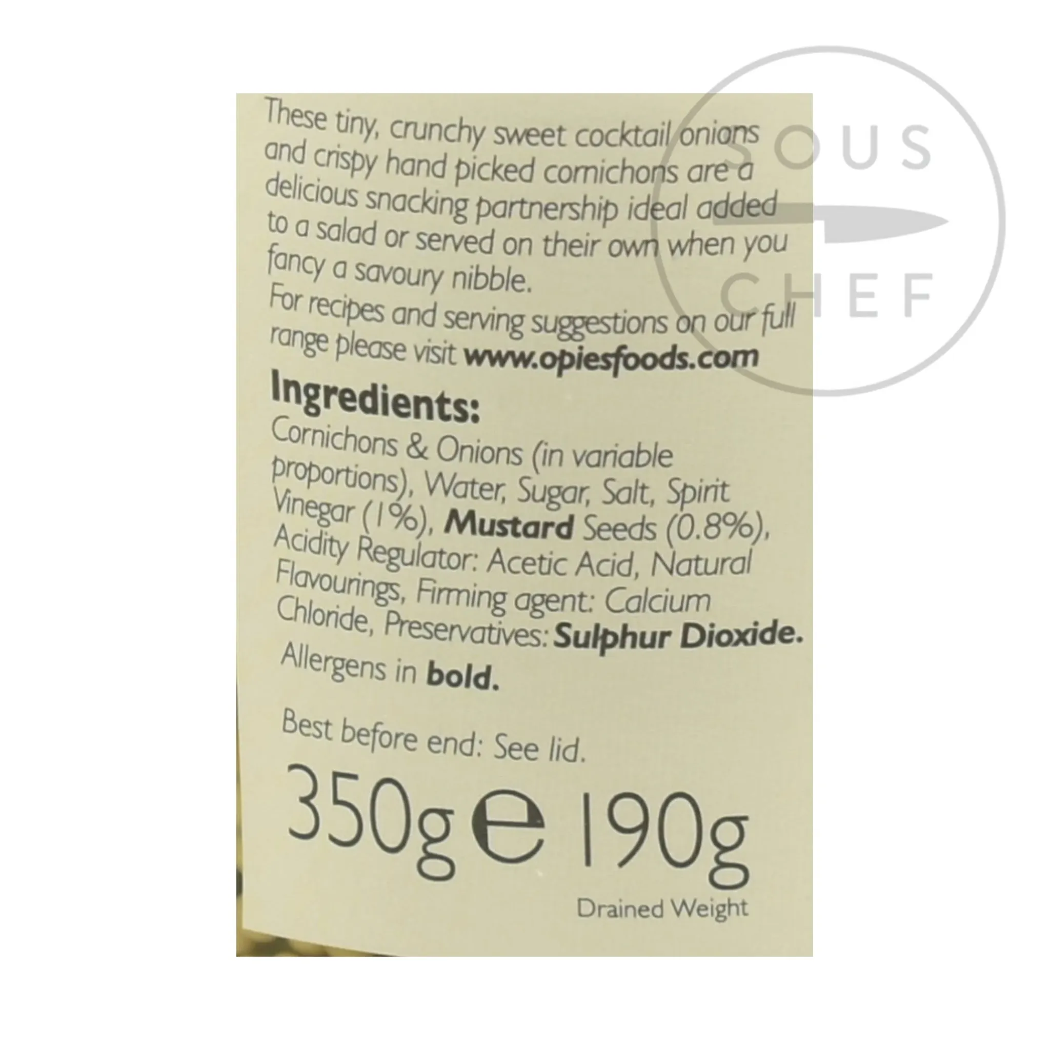 Outlet Cornichons and Pickled Onions, 350g Ingredients Brands|Vegetables