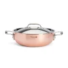 New Prima Matera Copper Curved Saute Pan with Lid & Stainless Steel Handle, 28cm Pots & Pans