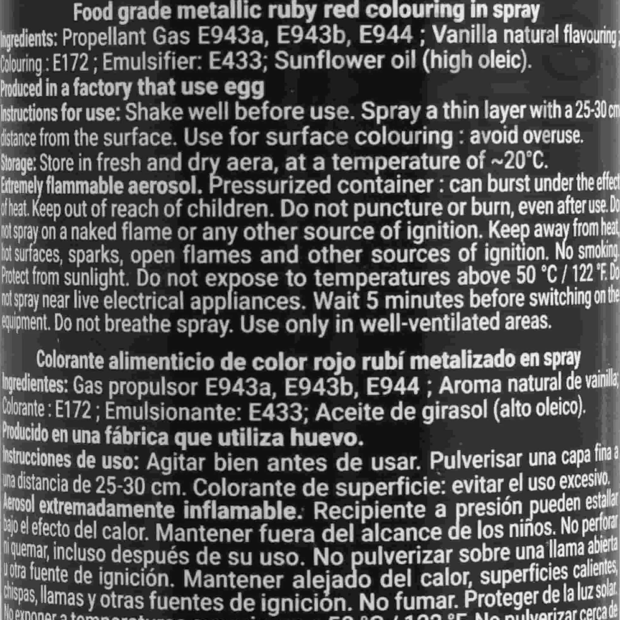 Clearance Metallic Ruby Spray, 300ml Ingredients Brands|Baking Ingredients