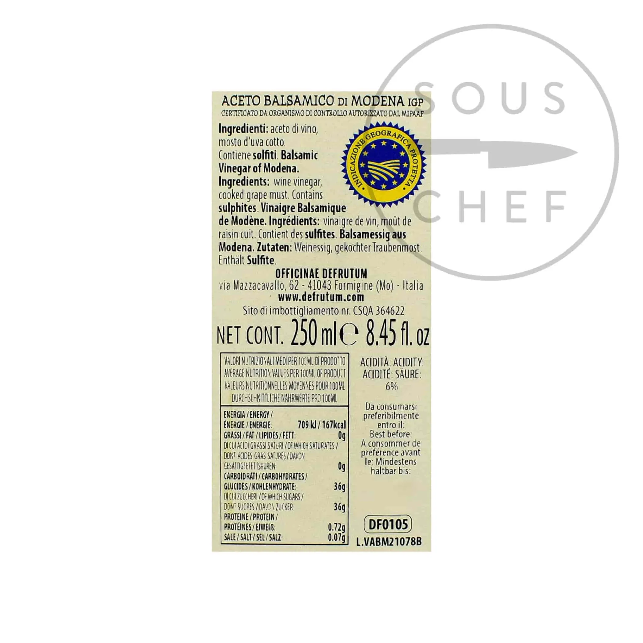 Balsamic Vinegar IGP 4 yr Aged - 2 Crowns, 250ml Ingredients Brands|Italian Ingredients