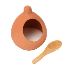 Clearance Terracotta Salt Cellar with Spoon Table Setting|Kitchen Tools & Utensils